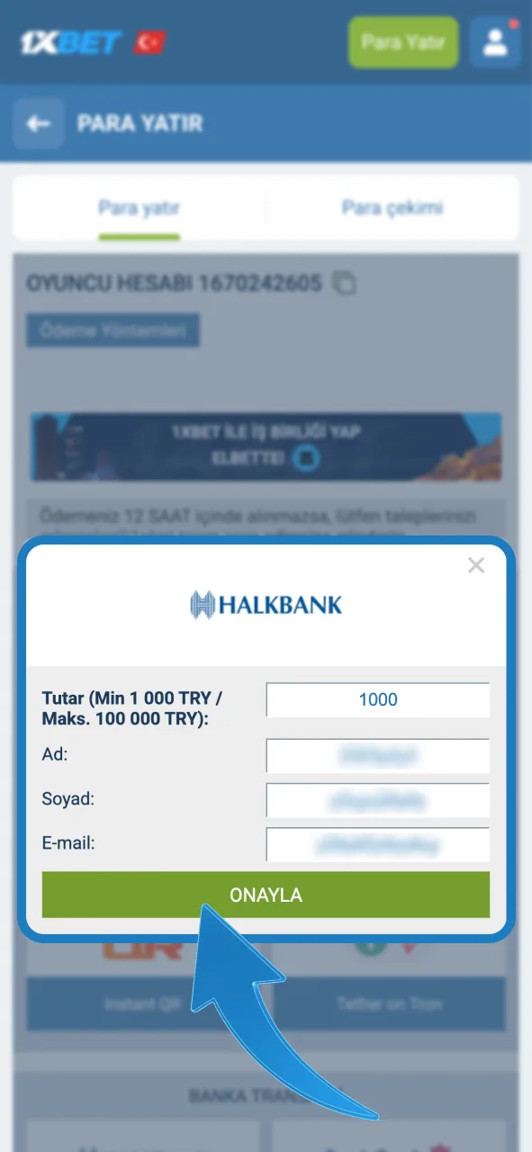 1xBet hesabına para yatır, oyunlara hemen katıl.