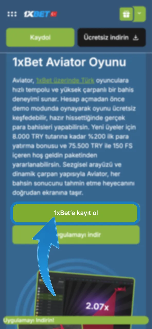 1xBet kayıt ol butonuna bas, üyeliğini hemen başlat.