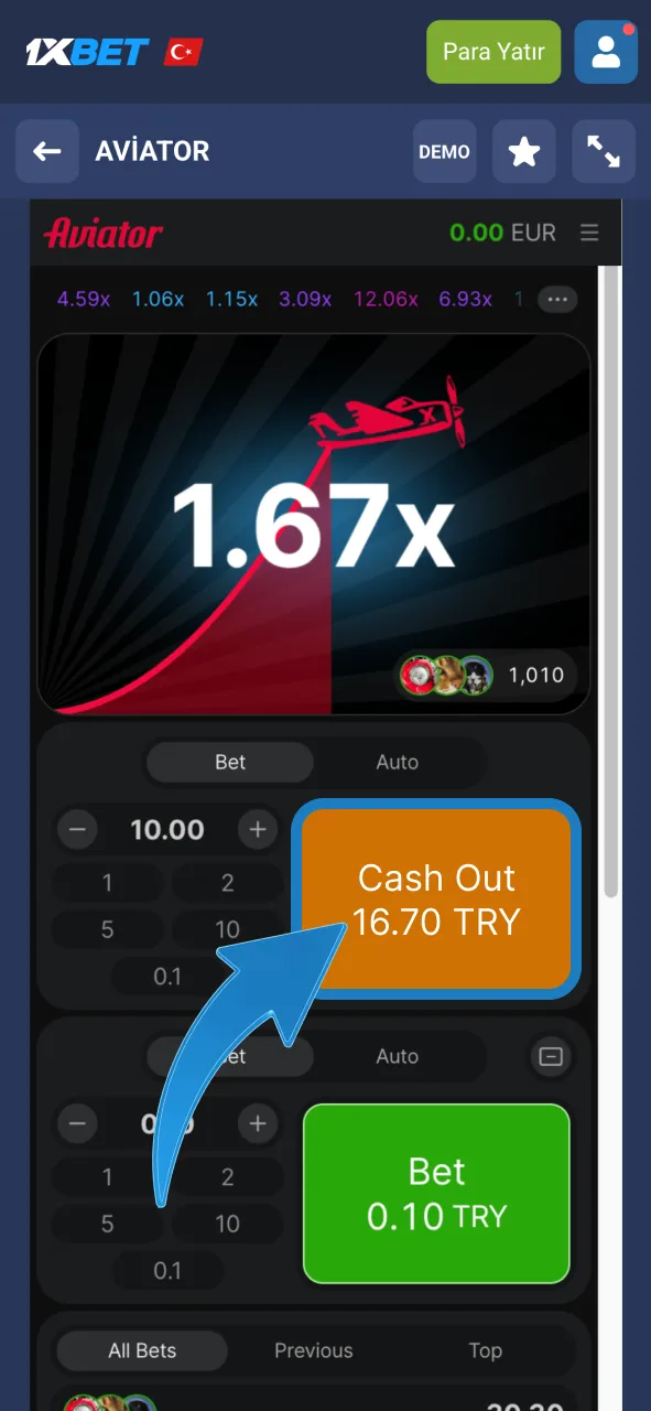 1xBet Aviator oyununda uçuşu takip et, kazancını hemen al.