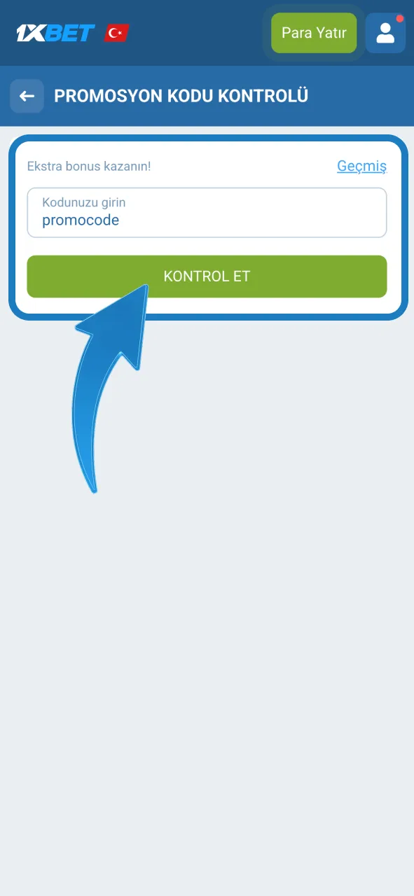 1xBet promosyon kodunu gir, özel yatırım bonusunu aktive et.