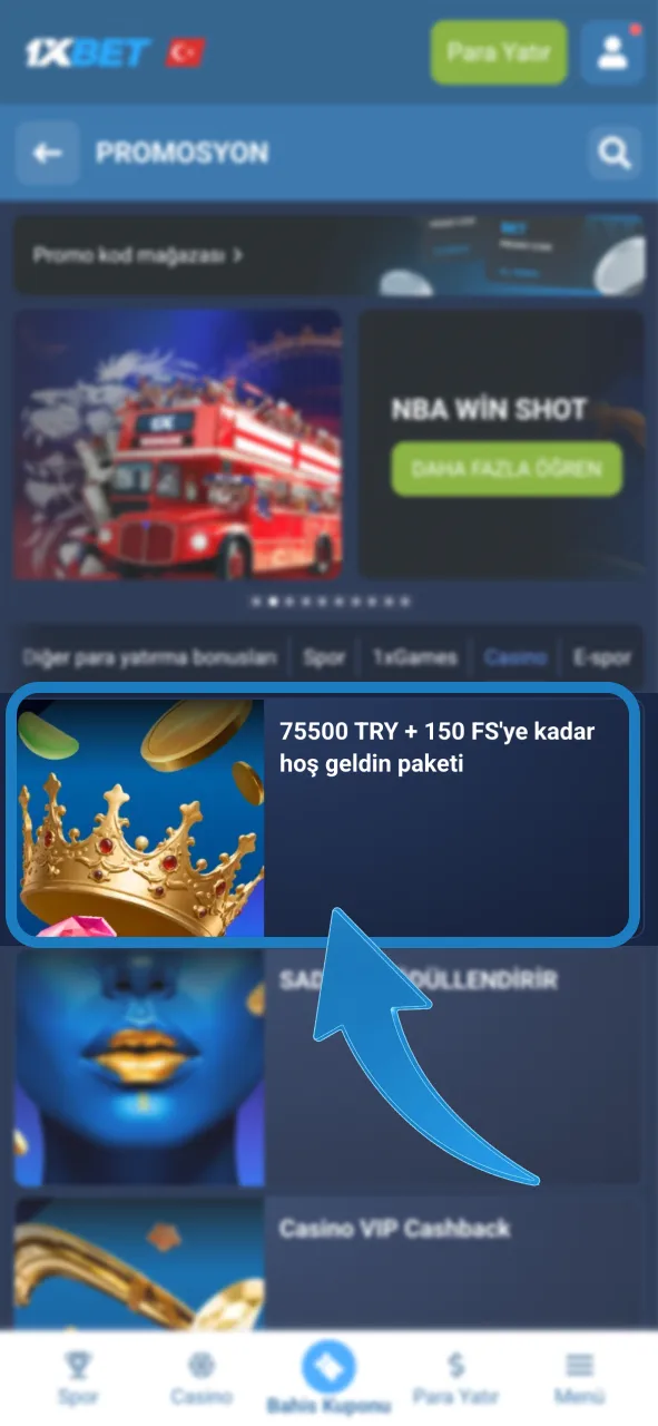 1xBet para yatırma aşamasında avantajlı paketi anında yakala.