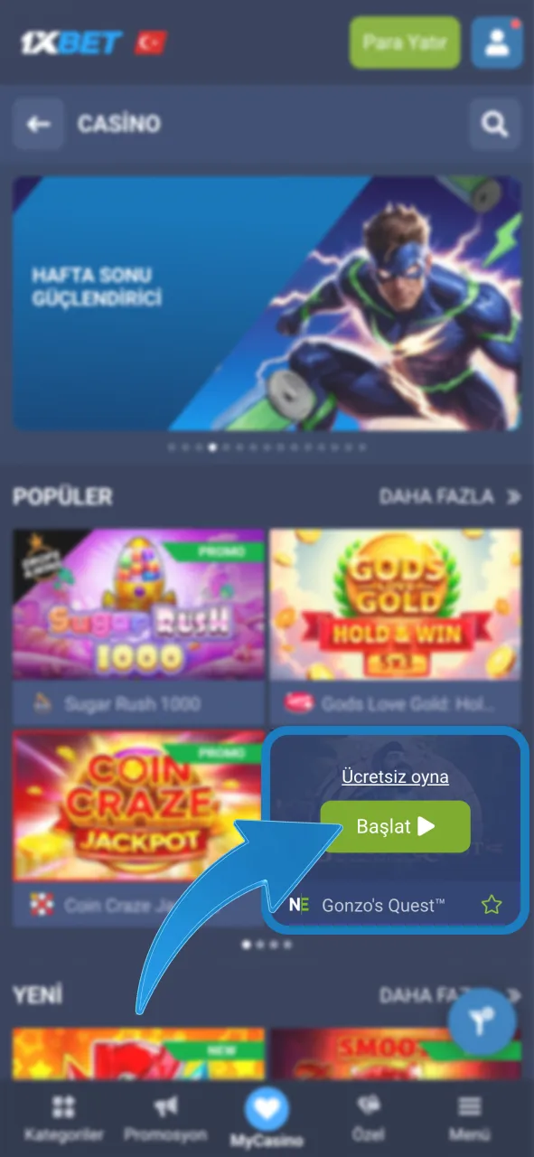 1xBet casino lobisinden dilediğin oyunu seç, heyecana başla.