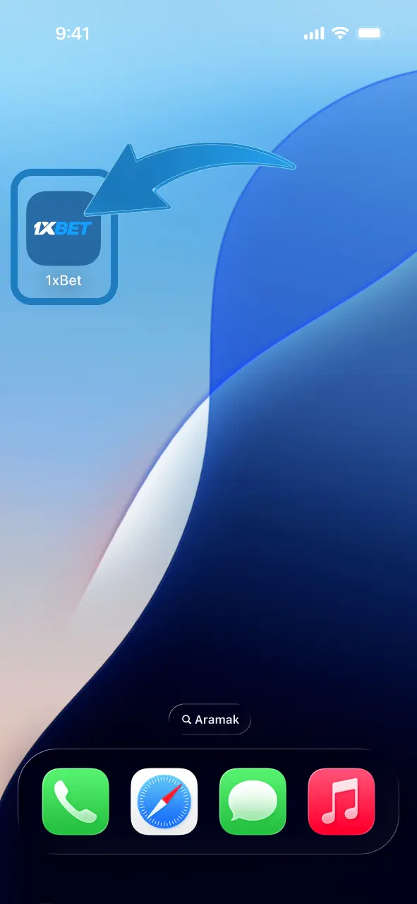 1xBet dünyasına girmek için uygulama ikonuna tıkla.