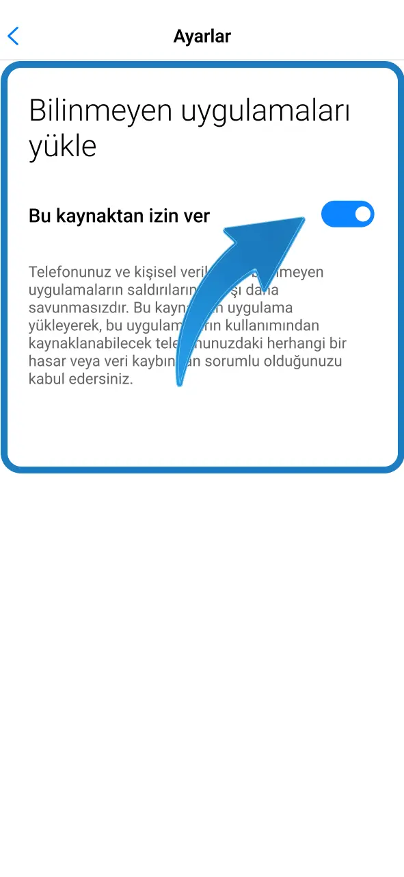 1xBet kurulumu için bilinmeyen kaynaklara izin ver.